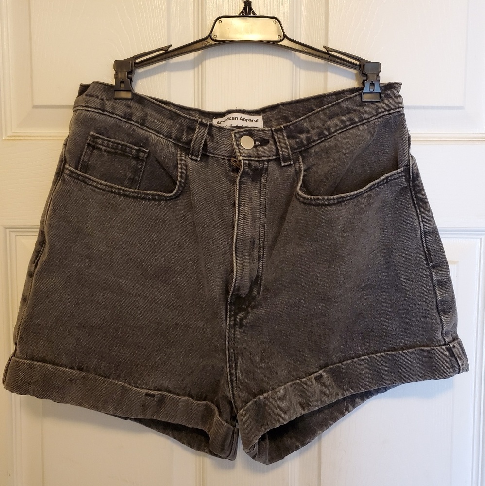 Black denim shorts